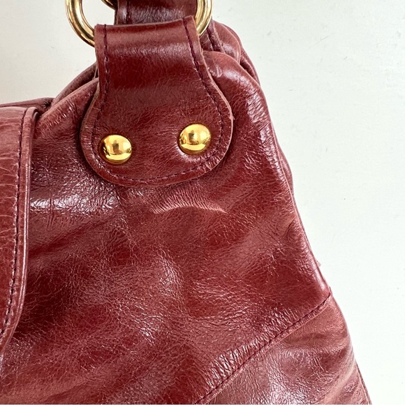 FOLEY + CORINNA Brownish Leather Gold Hardware Unique Large Shoulder Bag Satchel - Picture 11 of 16